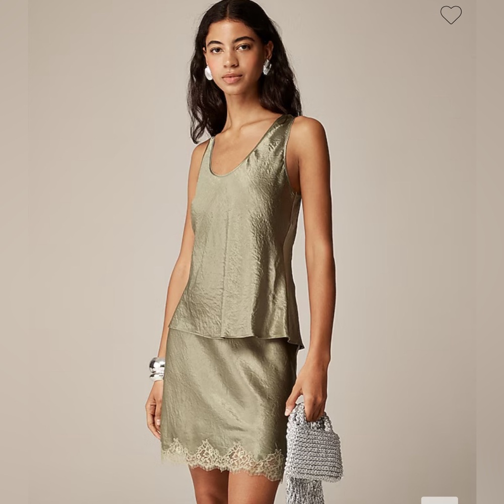 J.Crew Scoopneck tank top in textured satin Green Large New green